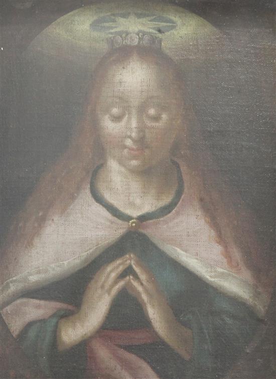 19th century Continental School Study of the Virgin Mary 8.5 x 66.5in.